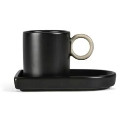 ByOn Niki Espressotasse Mit Untertasse, Schwarz/Beige