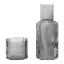 Ferm LIVING Ripple Small Carafe Set, Smoked Grey