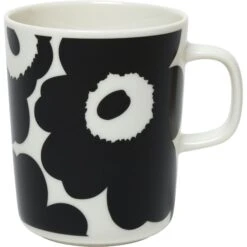 Marimekko Oiva/Unikko Tasse 25 Cl, Schwarz / Weiß
