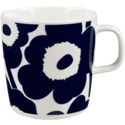 Marimekko Oiva/Unikko Tasse 40 Cl, Dunkelblau/Weiß