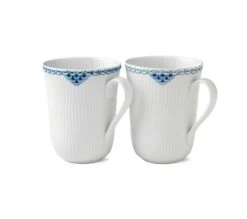 Royal Copenhagen Princess Tasse 33 Cl, 2er-Pack, Weiss/Blau
